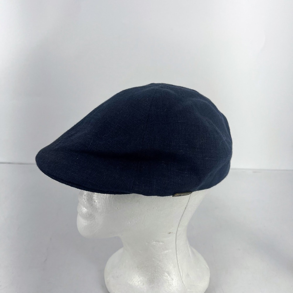 Sterkowski Mens Navy Blue 100% Linen Flat Cap Ivy Hat Made in Poland Size 57